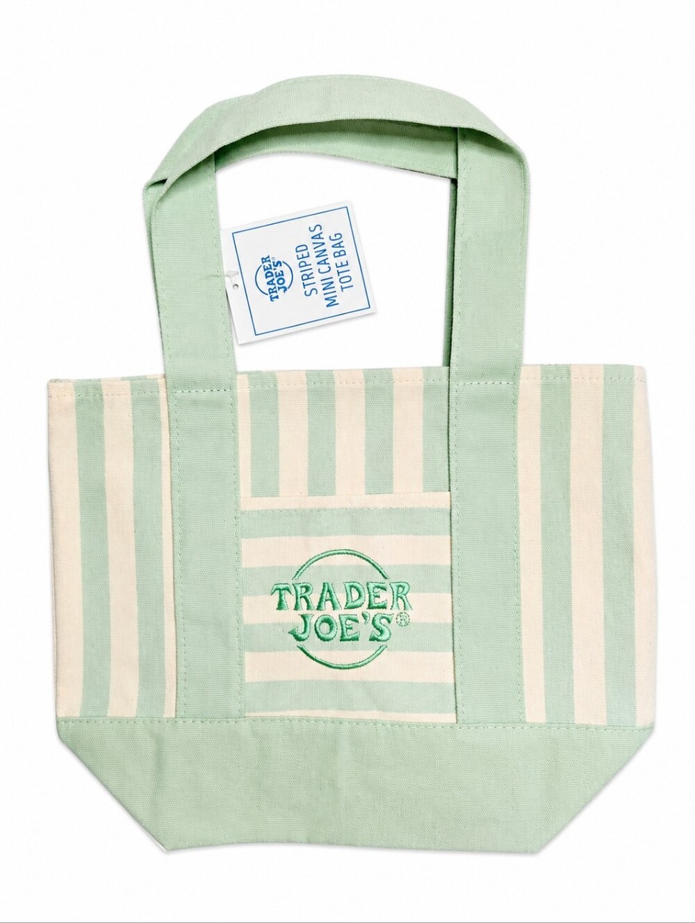 Trader Joe's Striped Canvas Mini Tote Green Summer 2026 